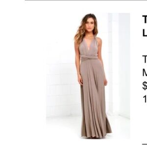 Lulus tricks of the trade taupe maxi dress